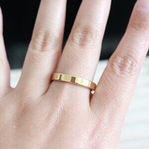 GD2 4mm Men/Women Square Edge 18K Gold Plated Wedding Band Ring Stainless Steel